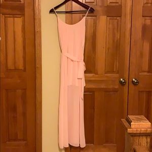 Floor length light pink dress